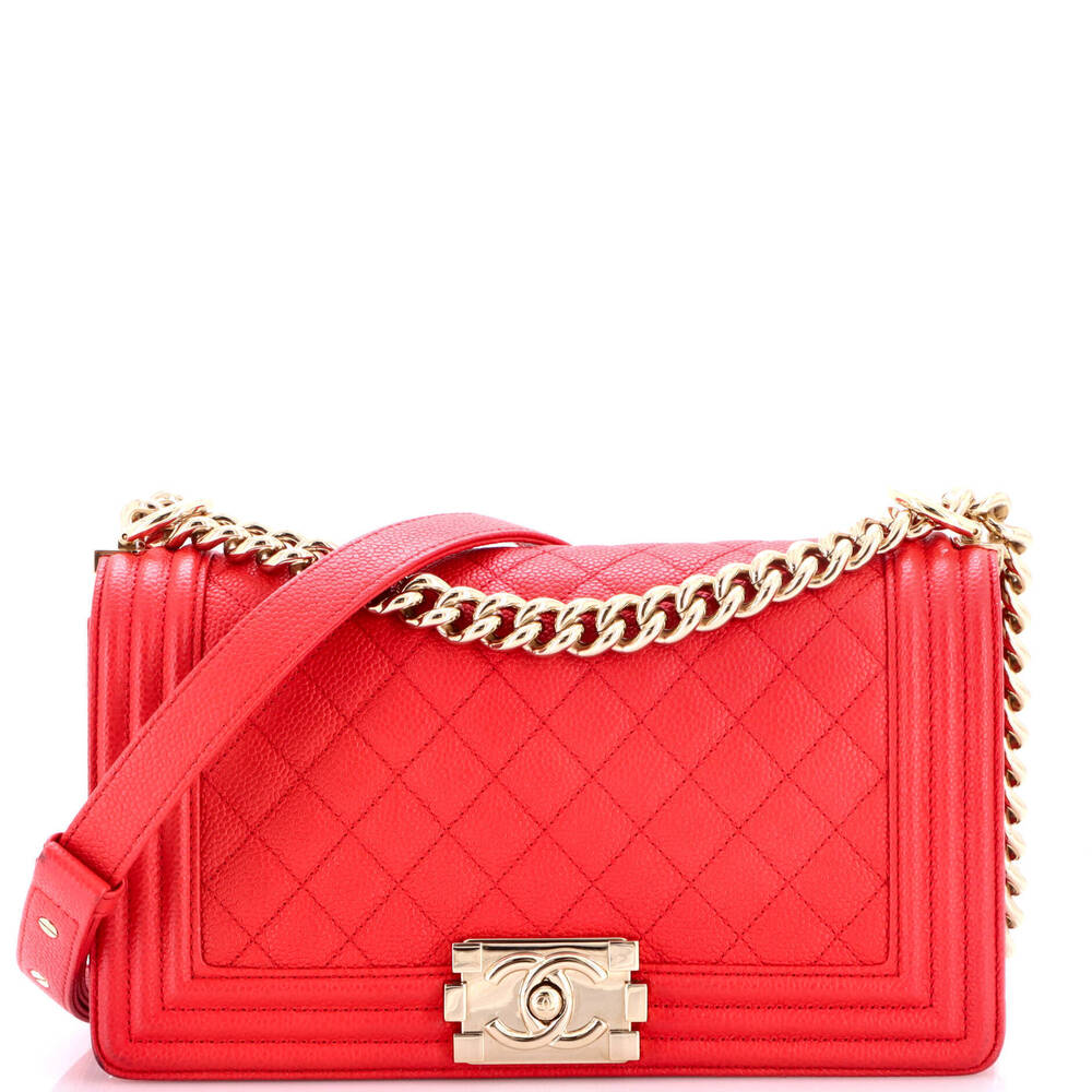 Chanel Old Medium Boy Flap Bag Quilted Caviar
